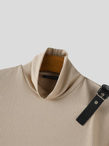 Men's Belt Patchwork Textured Long Sleeve T-Shirt SKUL26061