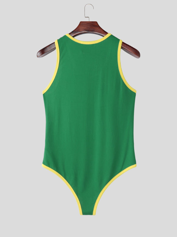 Men's Number Print Colorblock Bodysuit SKUL22306