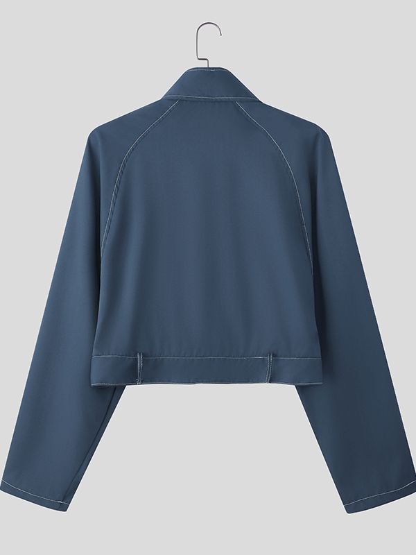 Men's Deconstructed Contrast Stitch Long Sleeve Jacket SKUL32849