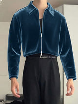 Men's Solid Velvet Long Sleeve Jacket SKUL34123