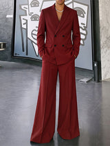 Men's Quiet Luxury Runway Double Breasted Floor Length Flared Leg Two Pieces Outfit SKUL80537
