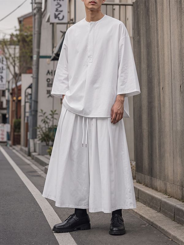 Men's Avant-Garde Urban Casual Hakama Two Pieces Outfit SKUL81856