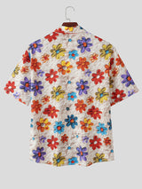 Men's Floral Embroidered Short Sleeve Shirt SKUL28098