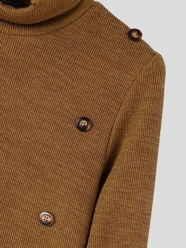 Men's Avant-Garde Urban Casual Asymmetrical Side Button Long Sleeve Turtleneck Sweater SKUL80558