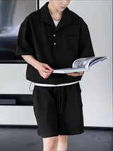 Men's Solid Simple Casual Two Pieces Outfit SKUL30703