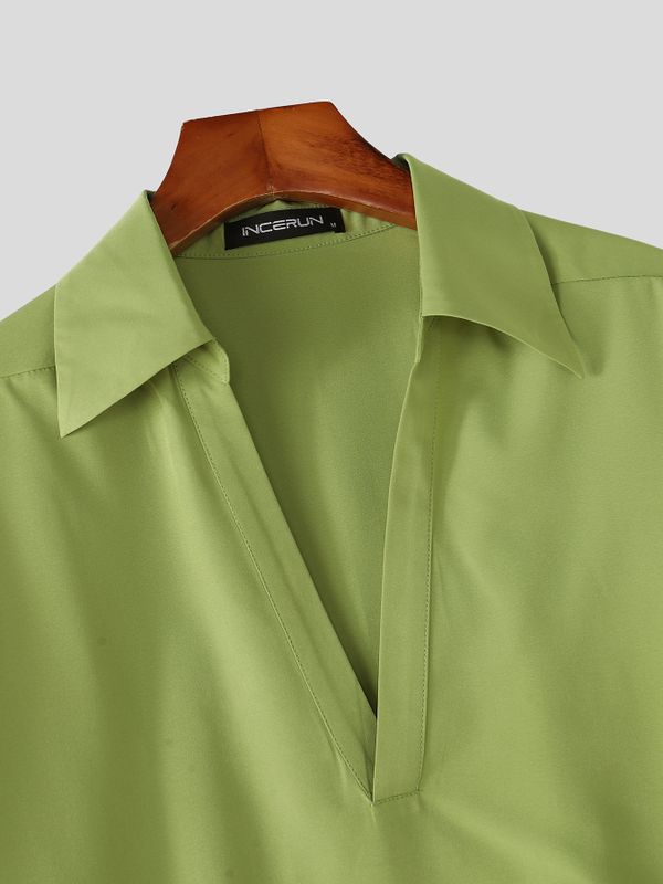 Men's Avant-Garde Deep V-Neck Cape Sleeve Drapey Shirt SKUL78050