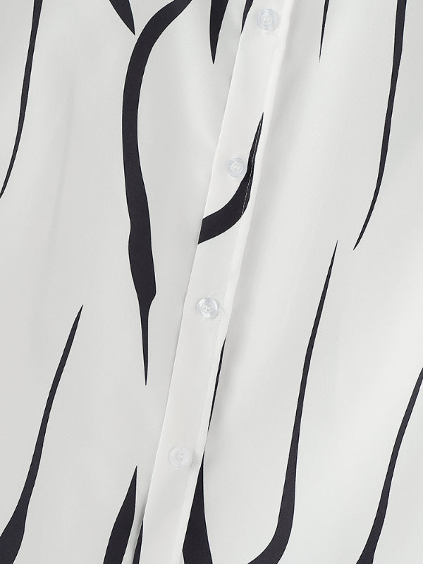 Men's Irregular Stripe Print Long Sleeve Shirt SKUL27285