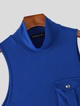 Men's Avant-Garde Asymmetrical Studded Wrap Tank SKUL63843