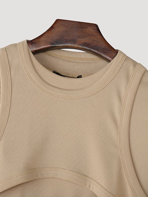 Men's Faux Two-Piece Versatile Stretch Short Sleeve T-Shirt SKUL35292