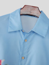 Men's Floral Print Side-Tie Ribbon Details Short Sleeve Shirt SKUL52628