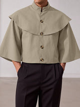Men's Avant-Garde Party Cape Collar Cropped Wide Half Sleeve Stand Collar Jacket SKUL81101