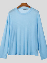 Men's Semi-Sheer Textured Long Sleeve T Shirt SKUL41409