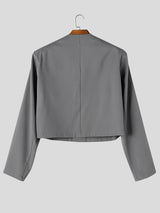 Men's Neo-Chinese Chic Evening Gala 3D Rose Flower Collarless Single Button Cropped Blazer SKUL85944