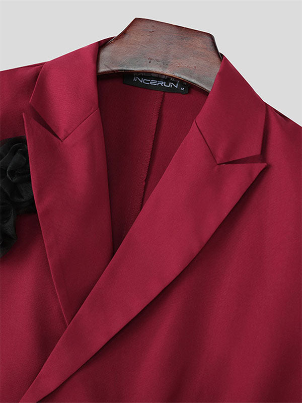 Mens 3D Flower Patchwork Short Sleeve Blazer SKUL02050