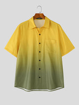 Mens Gradient Color Casual Short Sleeve Shirt SKUL17433