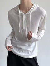 Men's Semi-Sheer Hooded Long Sleeve T-Shirt SKUL34045