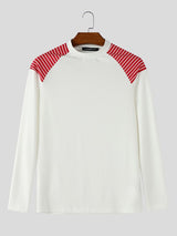 Men's Clean Fit Contrast Stripe Raglan Sleeve Muscle Knit T-shirt SKUL77515