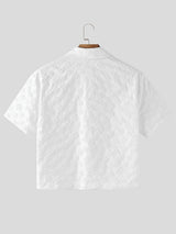 Mens Solid Color Textured Short Sleeve Shirt SKUL17918