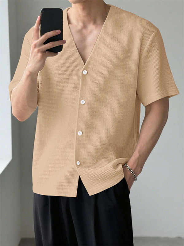 Men's Waffle Knit Short Sleeve Shirt SKUL22683