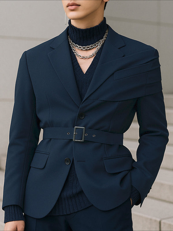 Men's Deconstructed Solid Color Casual Long Sleeve Blazer SKUL35007