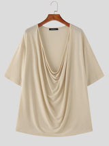 Men's Simple Loose U-Neck Short Sleeve T-Shirt SKUL54005