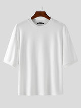 Mens Solid Color Hollow Short-Sleeve T-Shirt SKUL03119