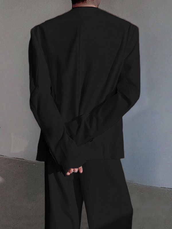 Men's Solid Color Casual Loose Two Pieces Outfit SKUL30816