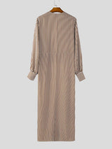 Men's Striped Asymmetrical Placket Long Sleeve Cardigan SKUL40324