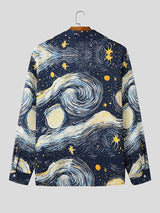 Mens Starry Sky Print Long-Sleeve Shirt SKUL02320