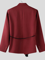 Men's Irregular Design Leather Buckle Stand Collar Blazer SKUL37298