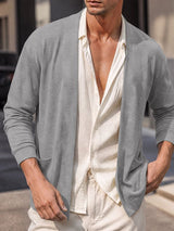 Men's Early Autumn Solid Open Front Knit Cardigan SKUL79228