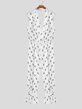 Mens Cactus Print Deep V-Neck Sleeveless Jumpsuit SKUK48609