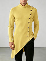 Men's Solid Color Irregular Hem Long Sleeve T-Shirt SKUL27439