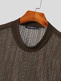 Mens Knit Hollow Solid Short Sleeve T-Shirt SKUK12378