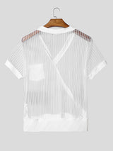 Mens Sheer Striped Short Sleeve T-Shirt SKUL16905