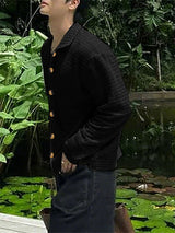 Men's Textured Hollow Out Long Sleeve Shirt SKUL25954