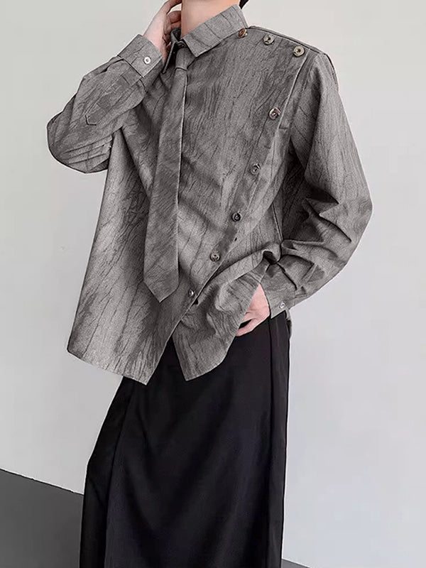 Men's Tie Dye Print Tie Long Sleeve Shirt SKUL30415