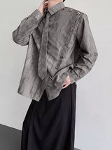 Men's Tie Dye Print Tie Long Sleeve Shirt SKUL30415