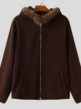 Men's Plush Hooded Long Sleeve Zip-Up Hoodie SKUL37705