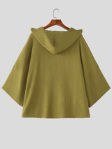 Men's Solid Color Hooded 3/4 Length Sleeve Shirt SKUL51722