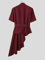 Men's Deconstructed Irregular Hem Waist Cinched Blazer SKUL41367