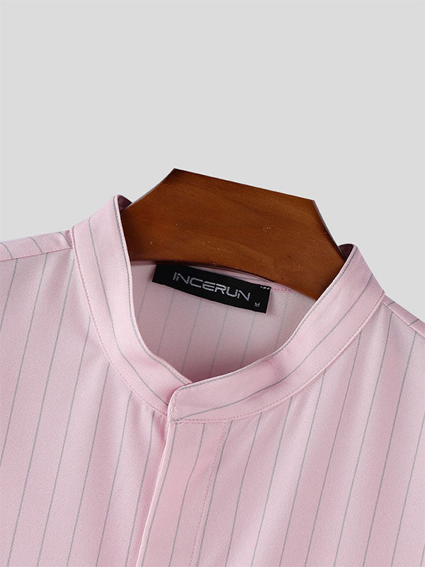 Mens Striped Casual Short Sleeve Shirt SKUL19083