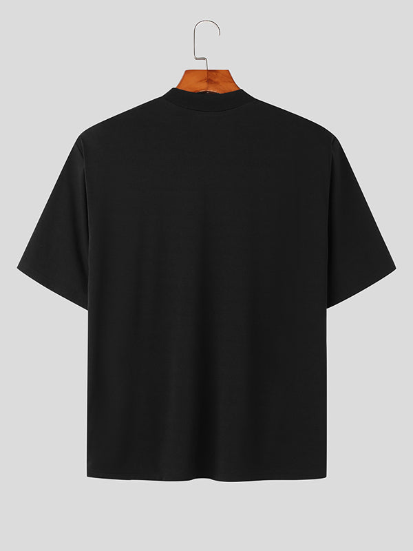 Mens Mesh Patchwork Casual Short Sleeve T-Shirt SKUK19615