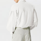 Mens Solid Tie Neck Long Sleeve Shirt SKUK43863