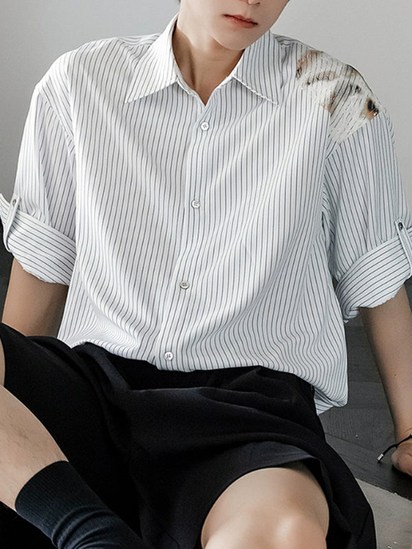 Men's Minimalist Striped Half Sleeve Shirt SKUL28498