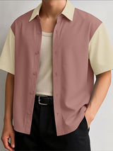 Mens Colorblock Casual Short Sleeve Shirt SKUL17431
