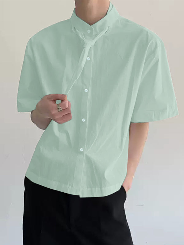 Mens Solid Color Textured Short Sleeve Shirt SKUL17028