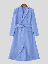 Men's Striped Asymmetrical Hem Long Sleeve Blazer SKUL33046