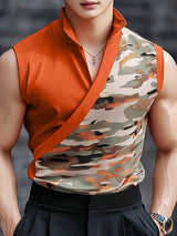 Mens Contrast Color Print Casual Tank SKUL16995