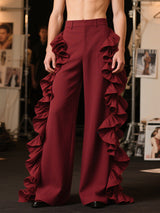 Men's Ruffle Trim Patchwork Casual Pant SKUL22568